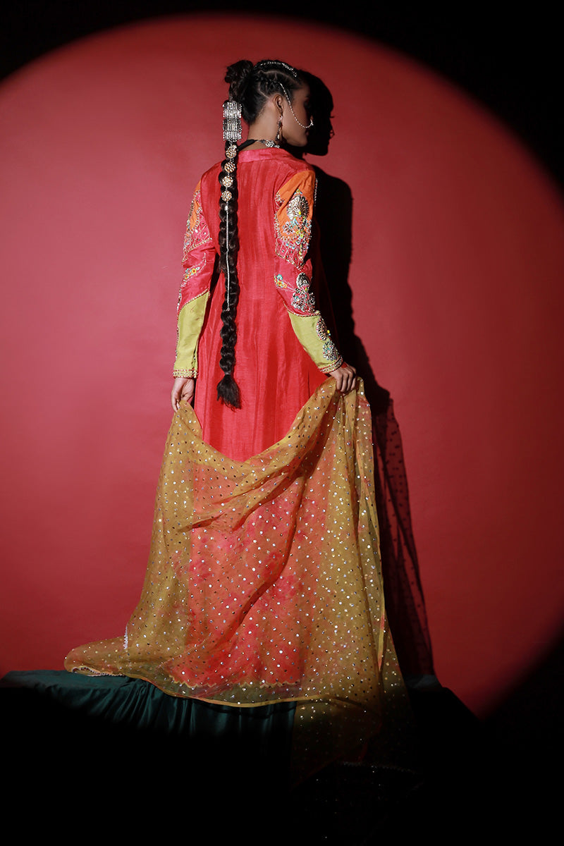 Wardha Saleem | Meeram Festive Formals | Aatish S Coral Pink Korean Raw Silk