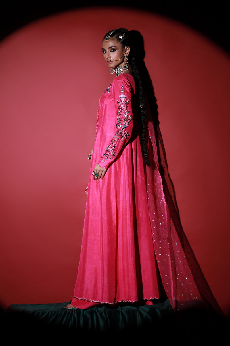 Wardha Saleem | Meeram Festive Formals | Gulab S Hot Pink Korean Raw Silk