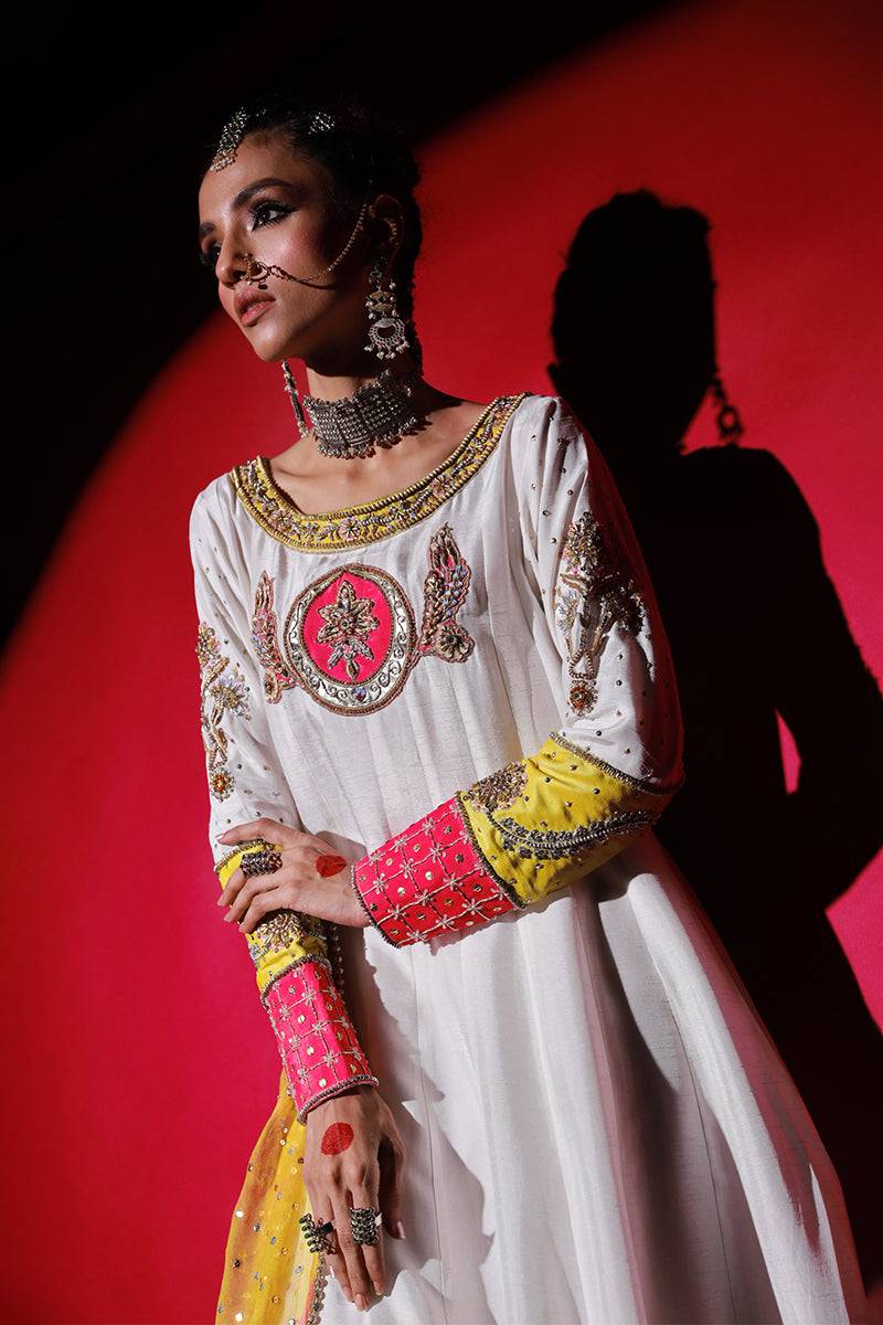 Wardha Saleem | Meeram Festive Formals | Nur L White Korean Raw Silk