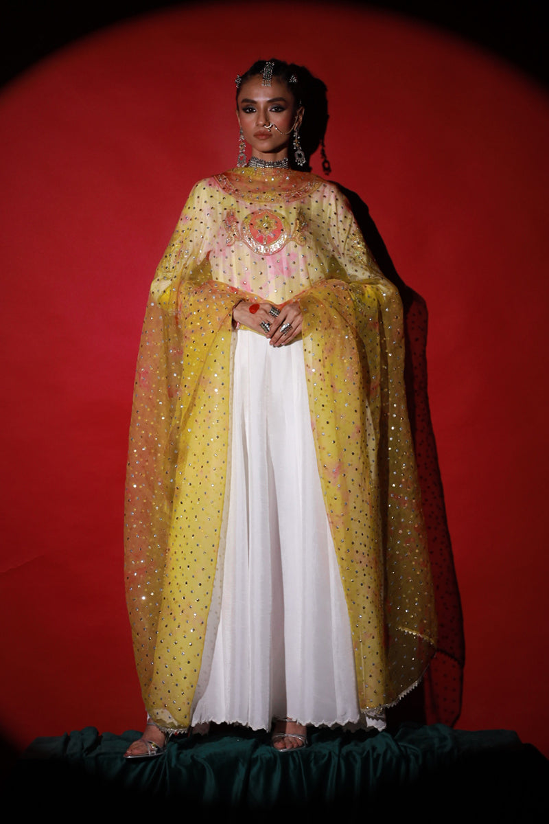 Wardha Saleem | Meeram Festive Formals | Nur XL White Korean Raw Silk