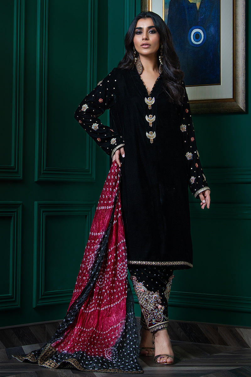 Wardha Saleem | Velvets Winter Fall 24 | Parvaz L Black Velvet