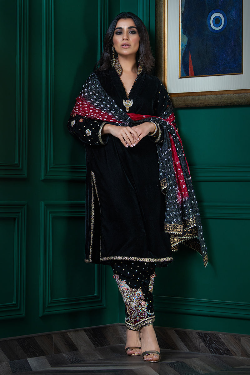 Wardha Saleem | Velvets Winter Fall 24 | Parvaz M Black Velvet
