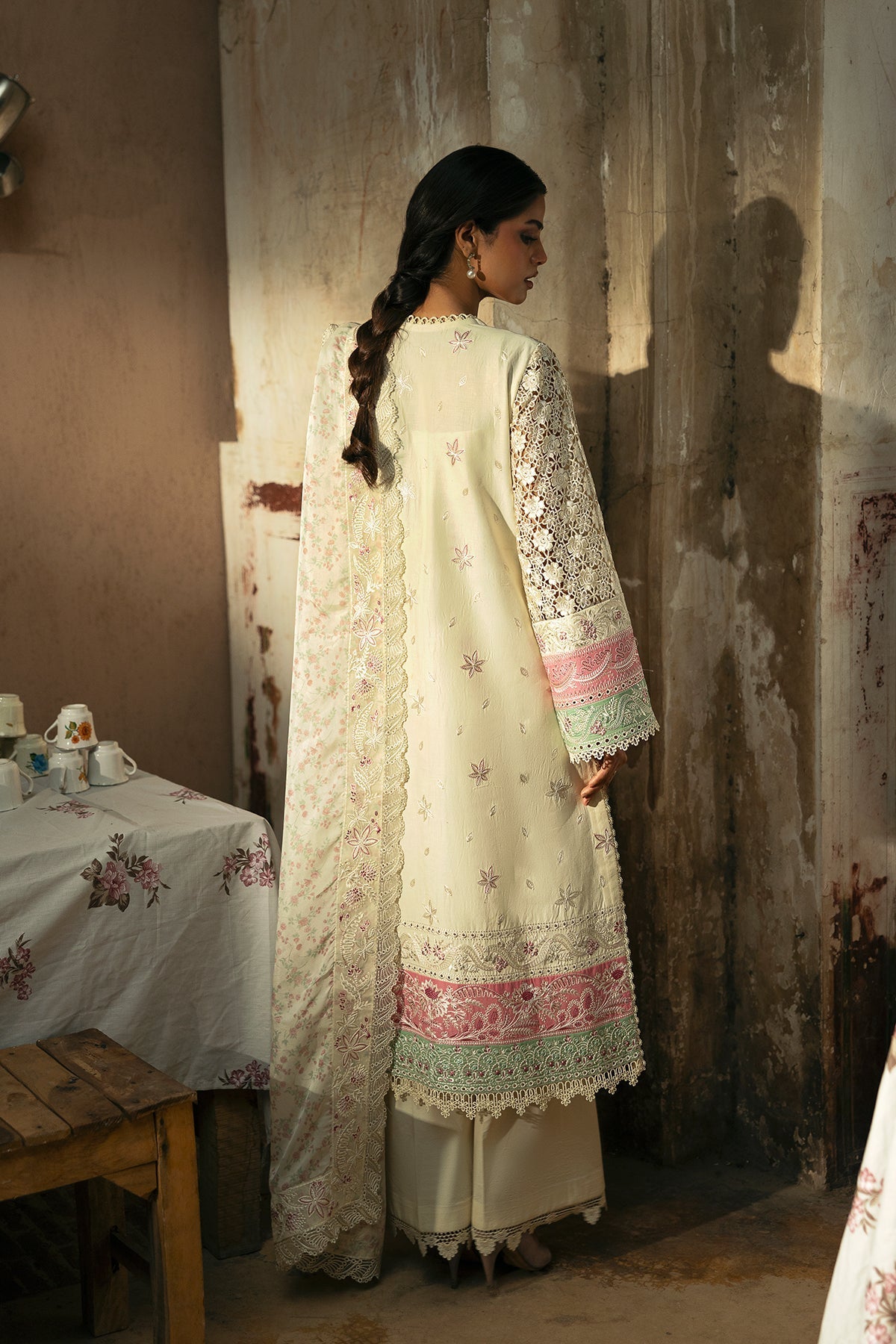 Afrozeh | Mulaqaat Lawn | Mohabbat S Beige Lawn