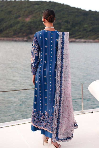 Afrozeh | Lawn 25 | Eclipse M Blue Long Open Shirt