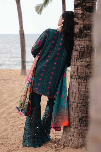 Afrozeh | Lawn 25 | Vermora S Dark Green Lawn