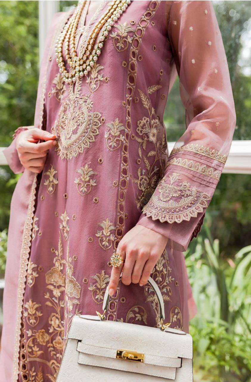 Maryum N Maria | Sorina Luxury Chiffon 23 | Dusty Rose (MW23-509) - Pakistani Designer Dress - by Maryum N Maria | Type: Formal - 100% Original at Saira Sultan