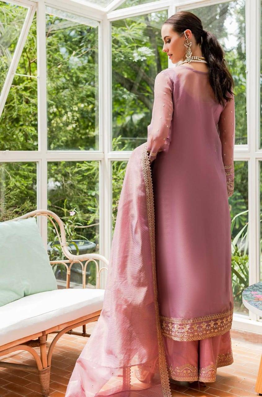 Maryum N Maria | Sorina Luxury Chiffon 23 | Dusty Rose (MW23-509) - Pakistani Designer Dress - by Maryum N Maria | Type: Formal - 100% Original at Saira Sultan