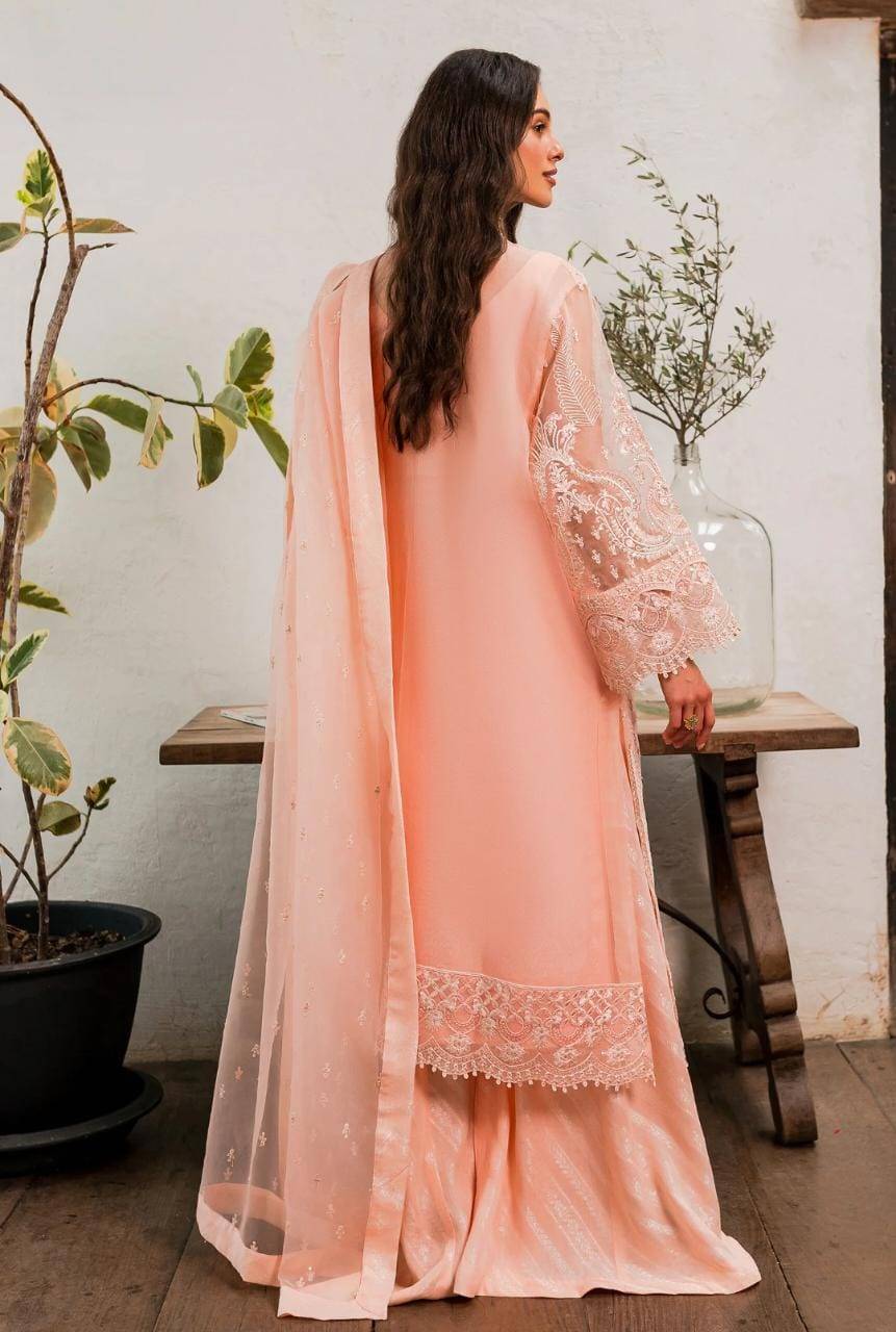 Maryum N Maria | Sorina Luxury Chiffon 23 | Peach Parfait (MW23-505) - Pakistani Designer Dress - by Maryum N Maria | Type: Formal - 100% Original at Saira Sultan
