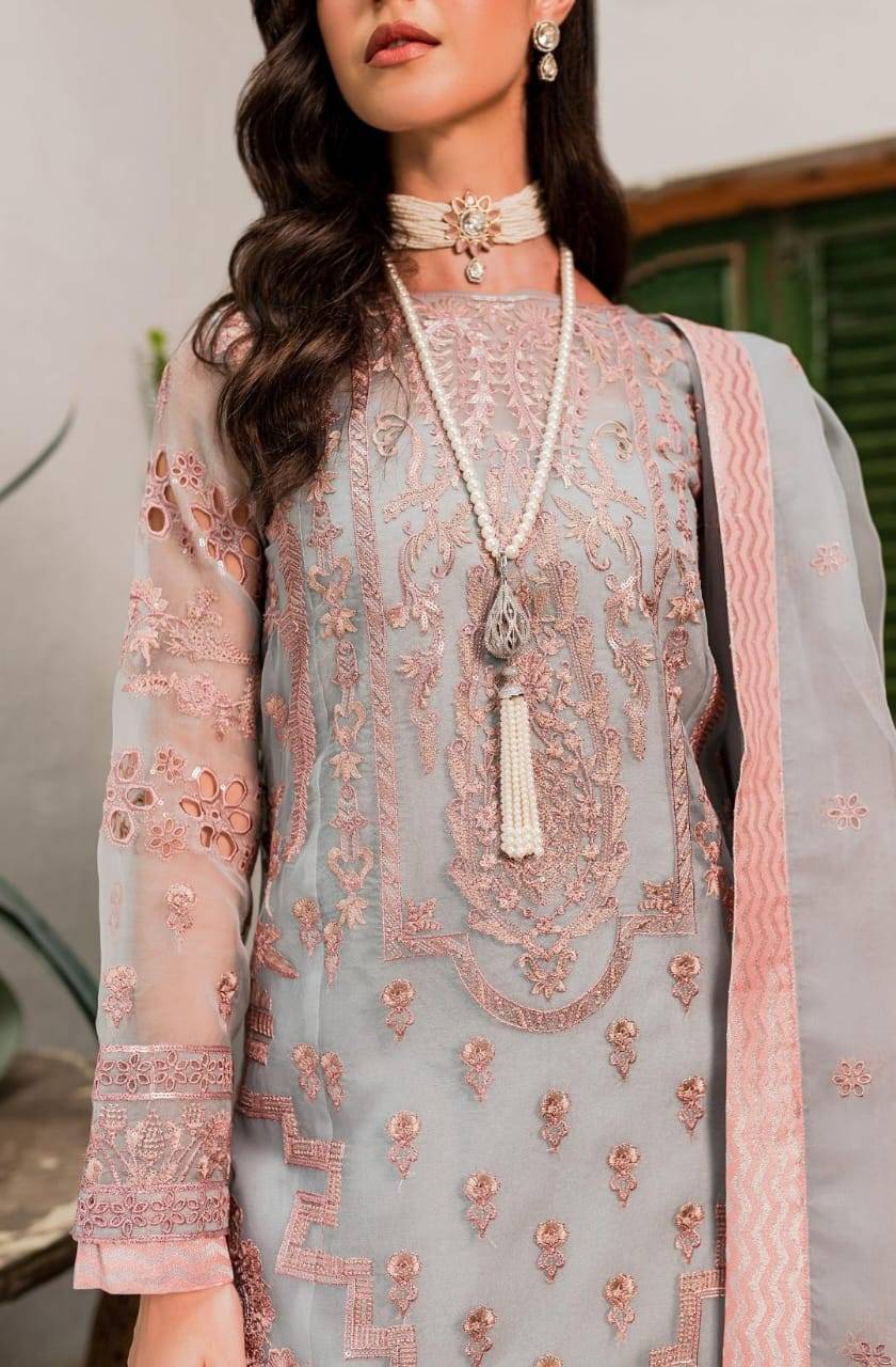 Maryum N Maria | Sorina Luxury Chiffon 23 | Dawn Blue (MW23-510) - Pakistani Designer Dress - by Maryum N Maria | Type: Formal - 100% Original at Saira Sultan