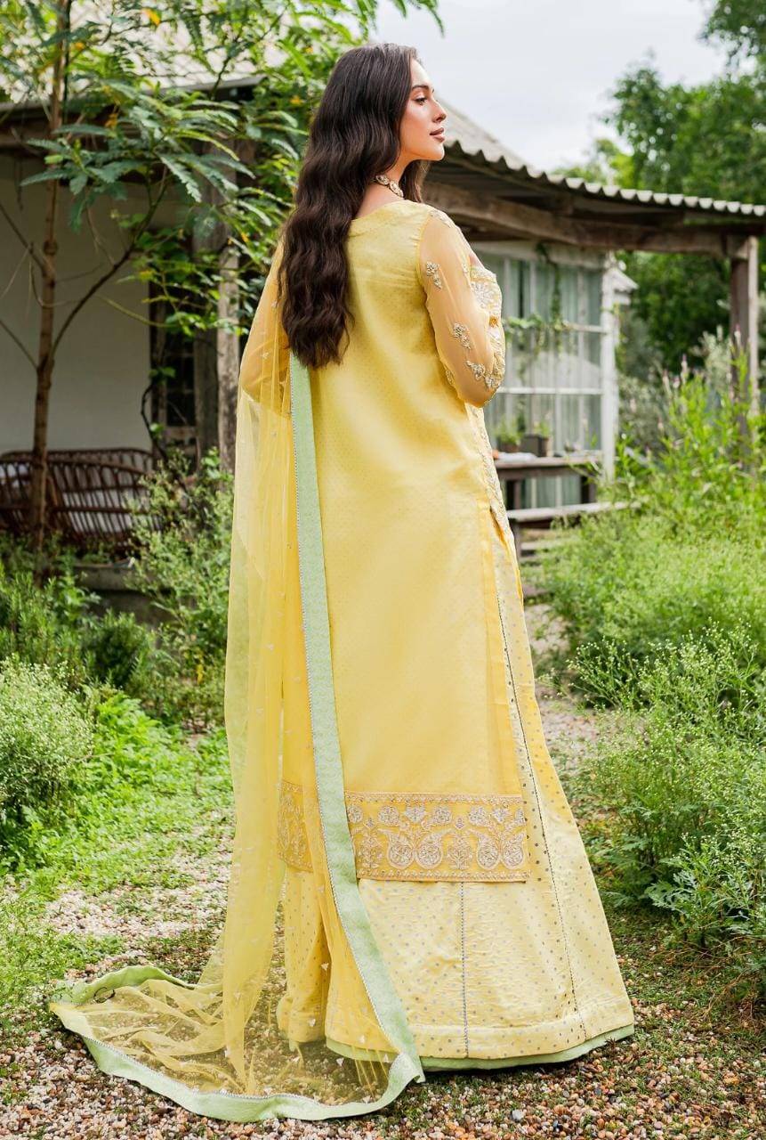 Maryum N Maria | Sorina Luxury Chiffon 23 | Lemon Zest (MW23-508) - Pakistani Designer Dress - by Maryum N Maria | Type: Formal - 100% Original at Saira Sultan