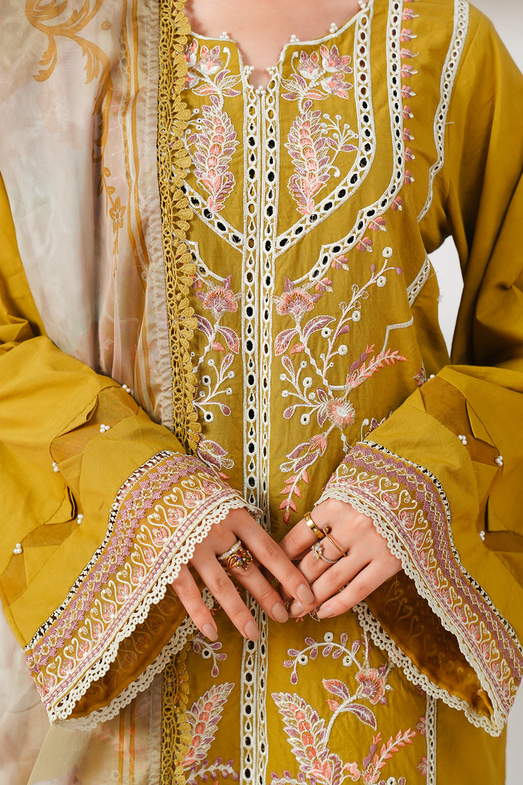 Zellbury | Unstitched 3 Piece Cambric | Embroidered Shirt Shalwar Dupatta - 0156