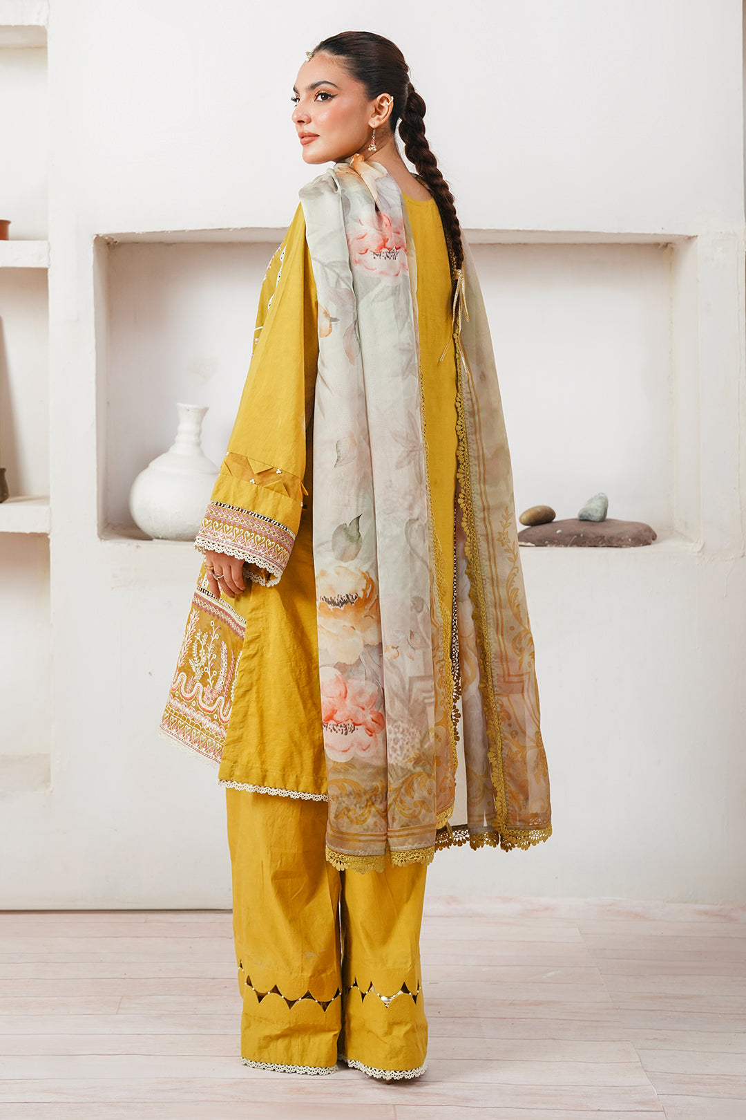 Zellbury | Unstitched 3 Piece Cambric | Embroidered Shirt Shalwar Dupatta - 0156