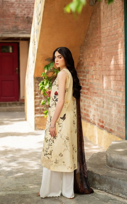 Asifa and Nabeel | Yakin Summer 25 | Meadow Bloom-(YKL25-01) Ivory S Lawn