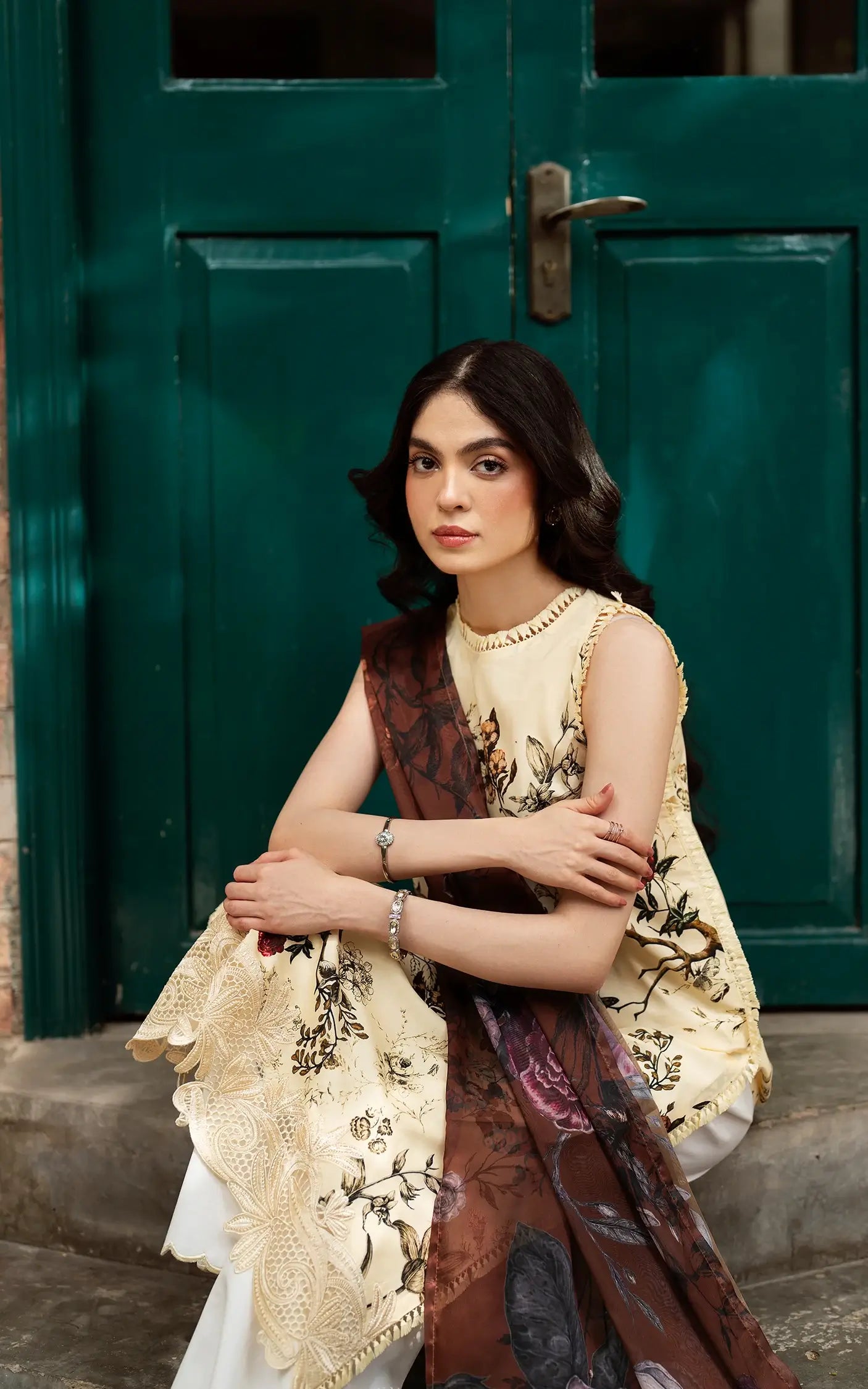 Asifa and Nabeel | Yakin Summer 25 | Meadow Bloom-(YKL25-01) Ivory M Lawn