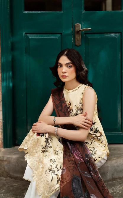 Asifa and Nabeel | Yakin Summer 25 | Meadow Bloom-(YKL25-01) Ivory M Lawn