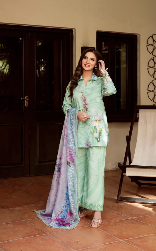 Asifa and Nabeel | Yakin Summer 25 | Floral Mist-(YKL25-04) Mint XS Lawn