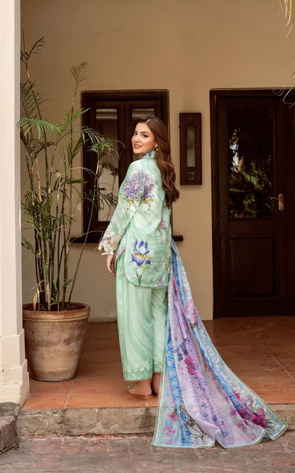 Asifa and Nabeel | Yakin Summer 25 | Floral Mist-(YKL25-04) Mint S Lawn
