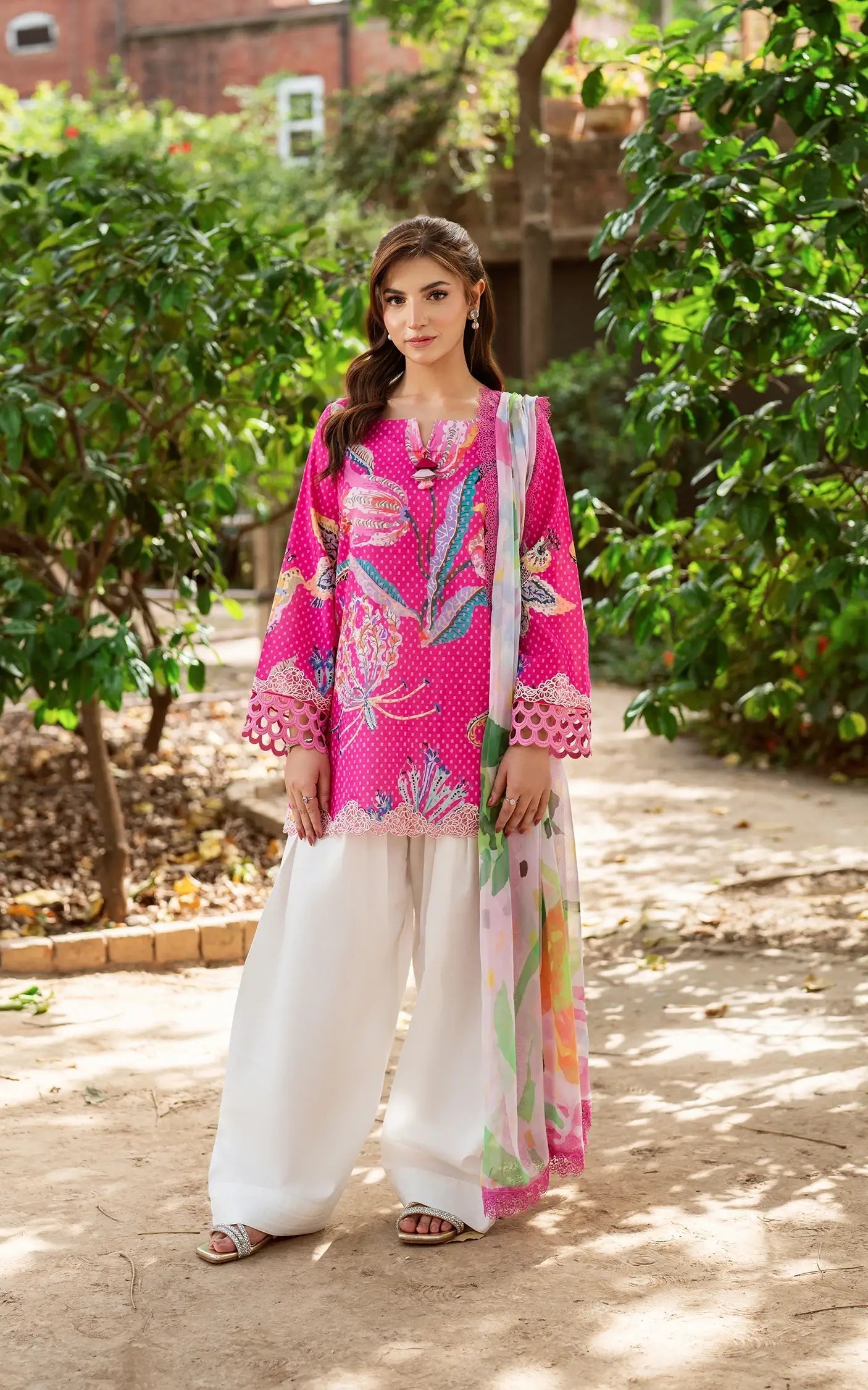 Asifa and Nabeel | Yakin Summer 25 | Roseveil-(YKL25-10) XL Hot Pink Lawn