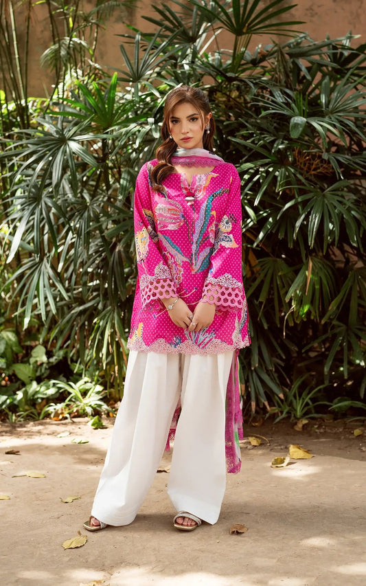 Asifa and Nabeel | Yakin Summer 25 | Roseveil-(YKL25-10) XS Hot Pink Lawn