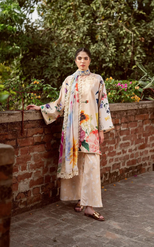 Asifa and Nabeel | Yakin Summer 25 | Bloomlight-(YKL25-13) Light Pink XS Lawn