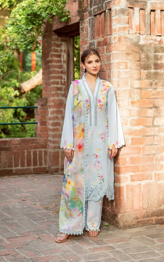 Asifa and Nabeel | Yakin Summer 25 | Whisper of Spring-(YKL25-14) XS Light Blue Lawn