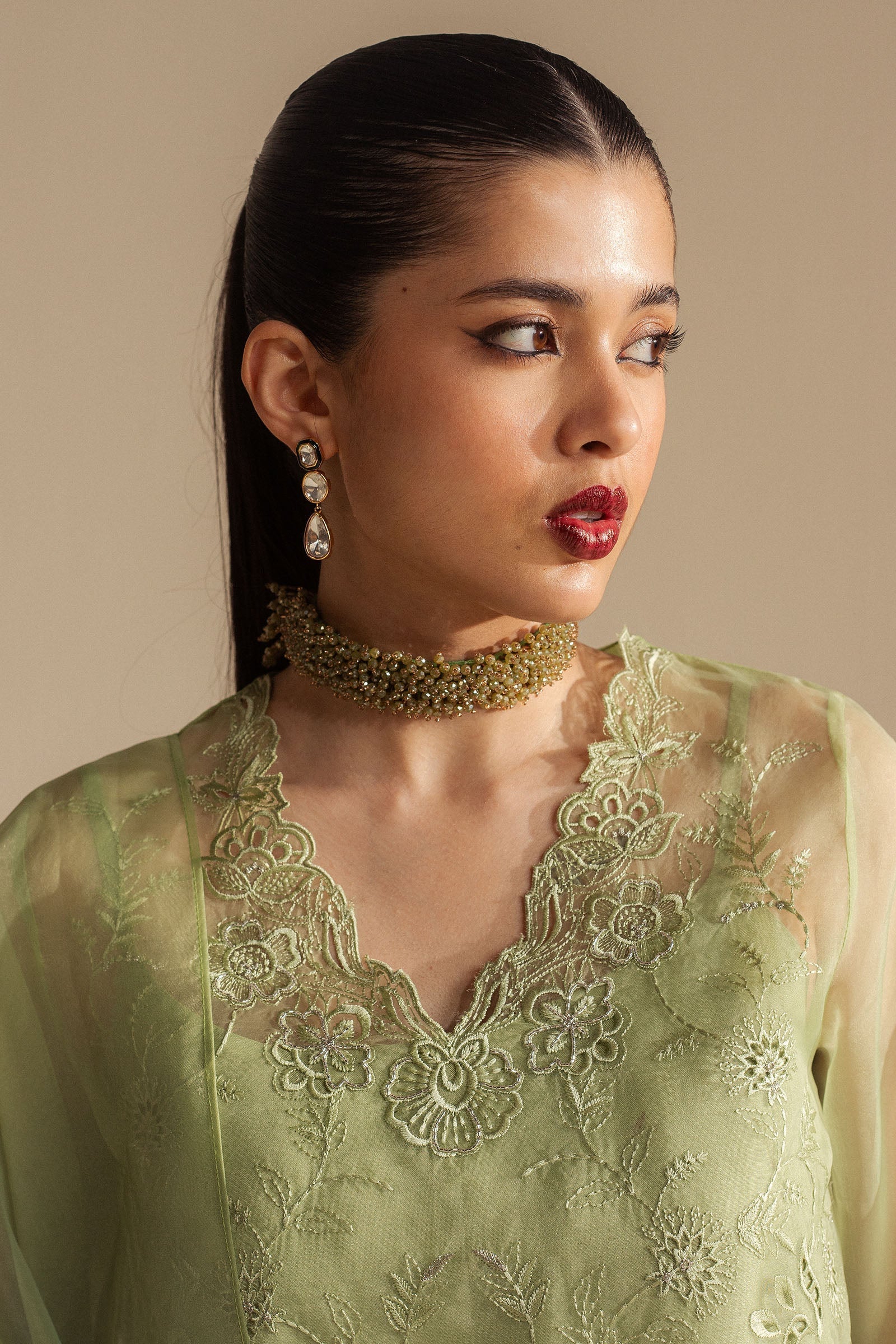 Zara Shahjahan | Fall Festive 24 | ZC-2074 M Pistachio Green Organza