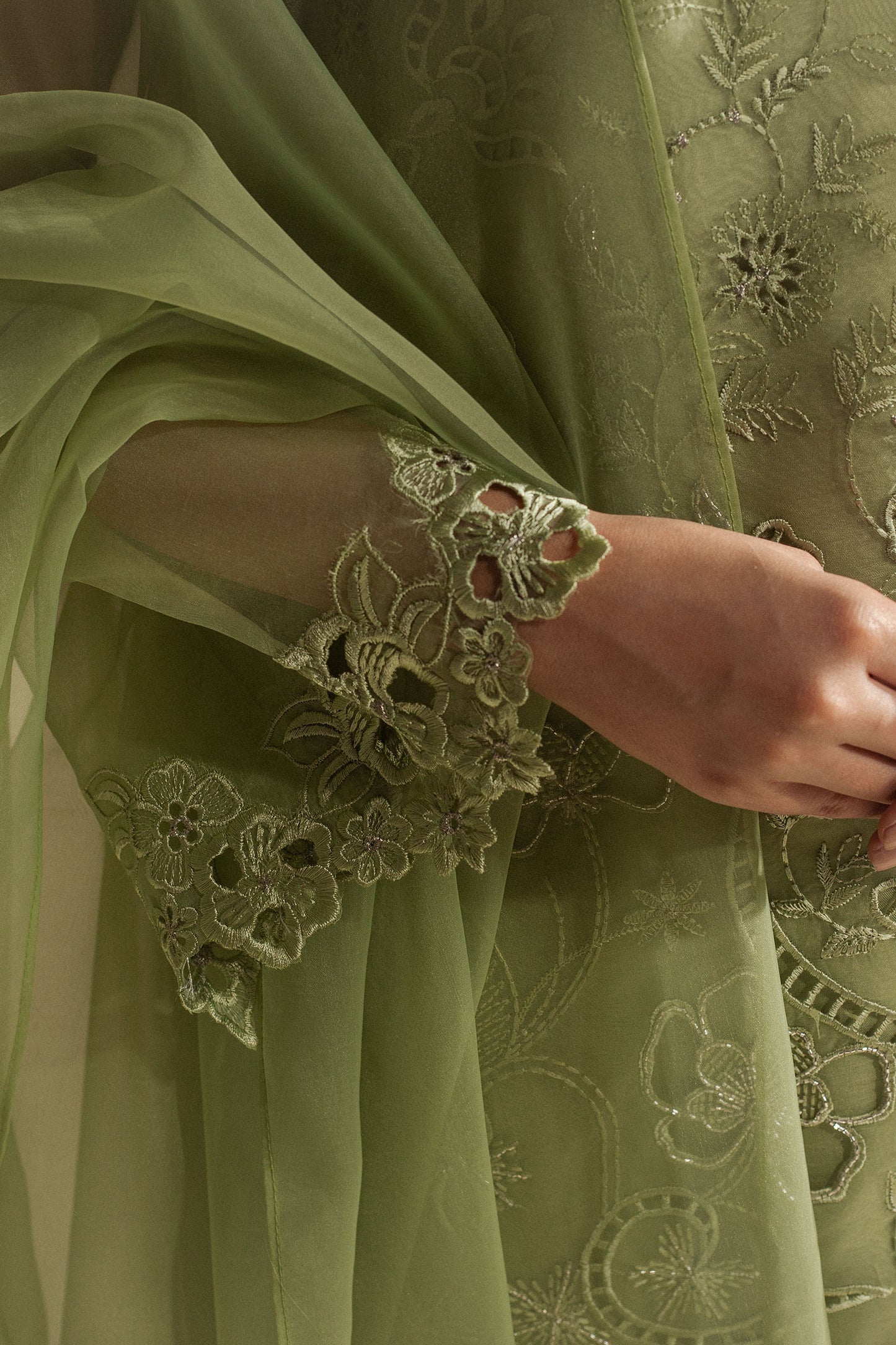 Zara Shahjahan | Fall Festive 24 | ZC-2074 L Pistachio Green Organza