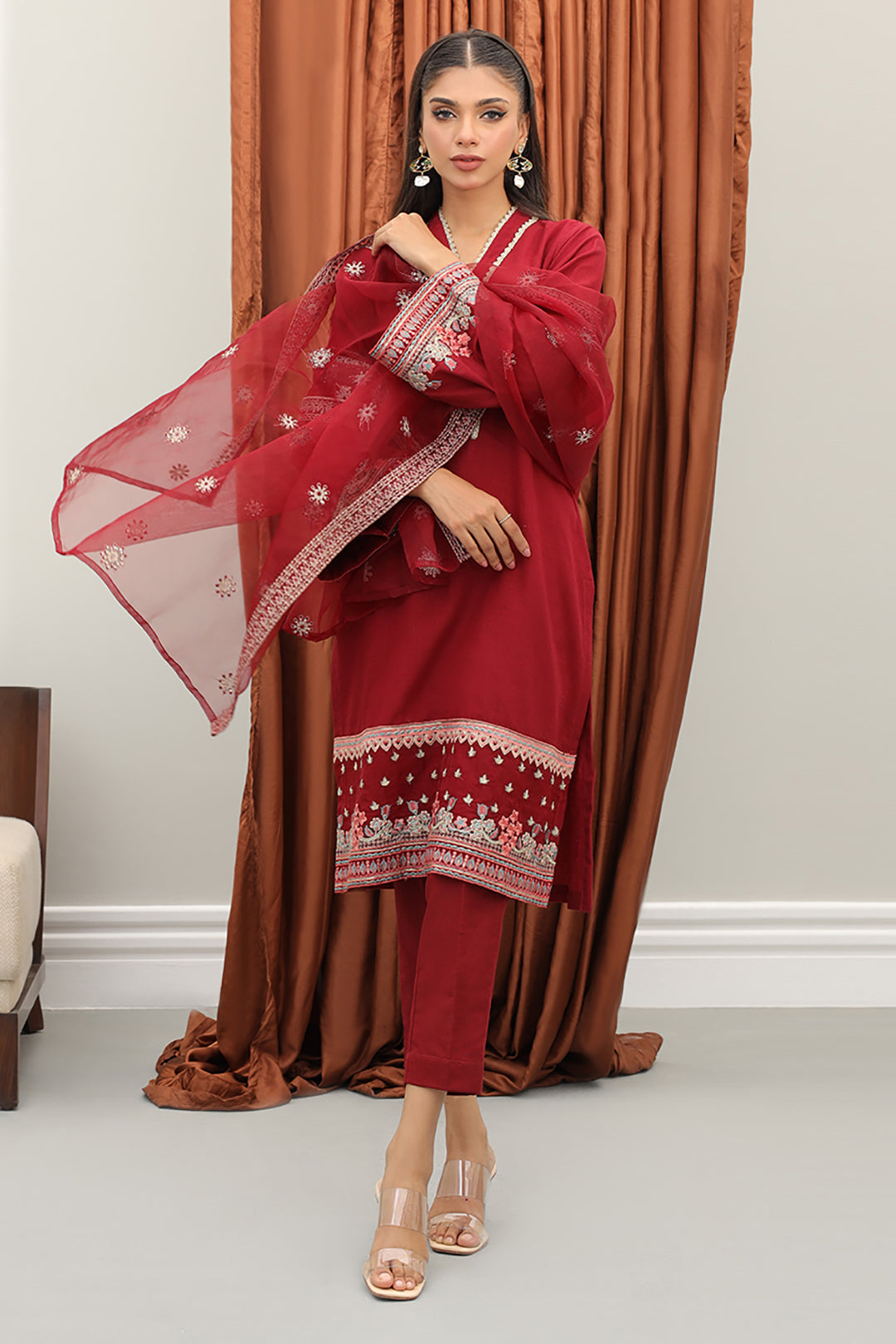 Zellbury | Winter Pret | Embroidered Kurta Dupatta Trouser - 3278
