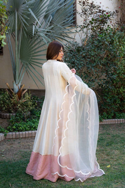 Wahaj M Khan | Pari Collection | Ivory Rawsilk Anarkali