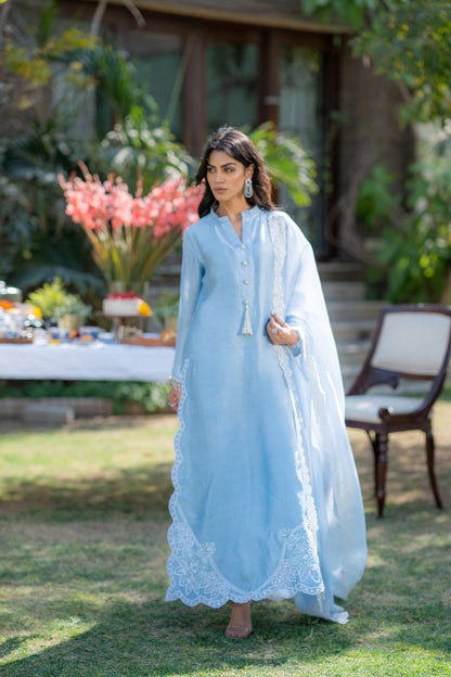 Wahaj M Khan | Pari Collection | Ferozi Pari Sheesha Outfi - Pakistani Designer Dress - by Wahaj M Khan - Type : Ladies Clothes - 100% Original at Saira Sultan