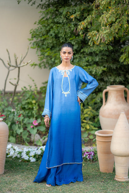 Wahaj M Khan | Pari Collection | Blue Shaded Sheesha Outfit - Pakistani Designer Dress - by Wahaj M Khan - Type : Ladies Clothes - 100% Original at Saira Sultan