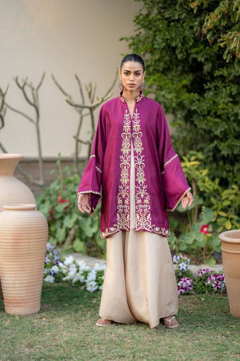 Wahaj M Khan | Pari Collection | Magenta cape Pari Outfit - Pakistani Designer Dress - by Wahaj M Khan - Type : Ladies Clothes - 100% Original at Saira Sultan