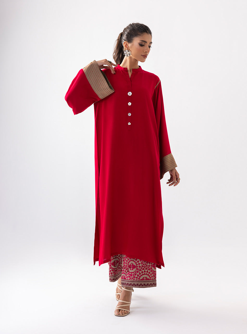 Zainab Chottani | Aara Casual Pret | Prime Rose XL Red Ecovero Viscose