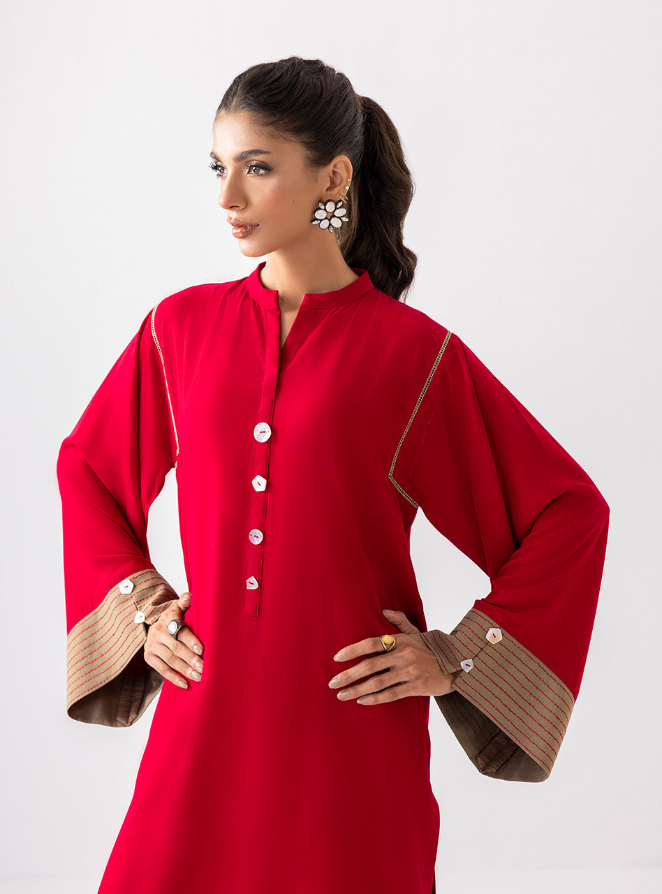Zainab Chottani | Aara Casual Pret | Prime Rose L Red Ecovero Viscose