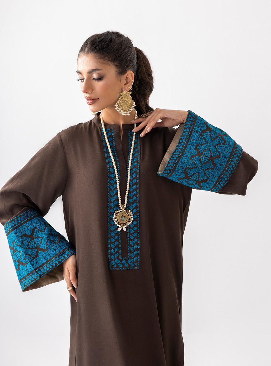 Zainab Chottani | Aara Casual Pret | Dark Chrome XL Chocolate Brown Ecovero Viscose