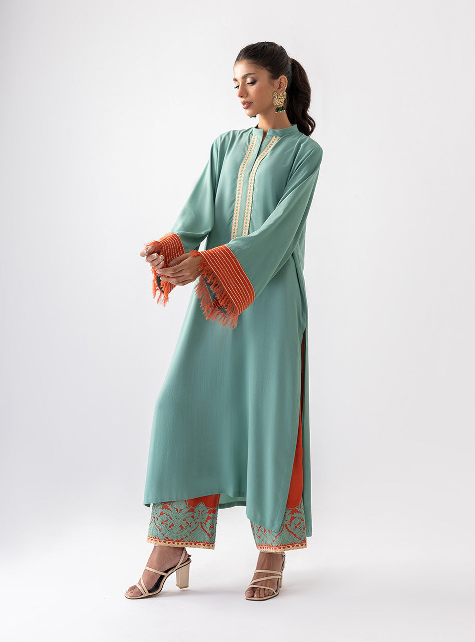 Zainab Chottani | Aara Casual Pret | Olivia Glaze L Ice Blue Ecovero Viscose