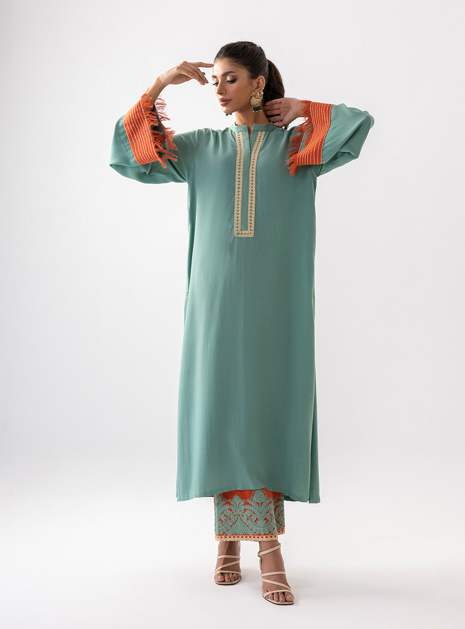 Zainab Chottani | Aara Casual Pret | Olivia Glaze XL Ice Blue Ecovero Viscose