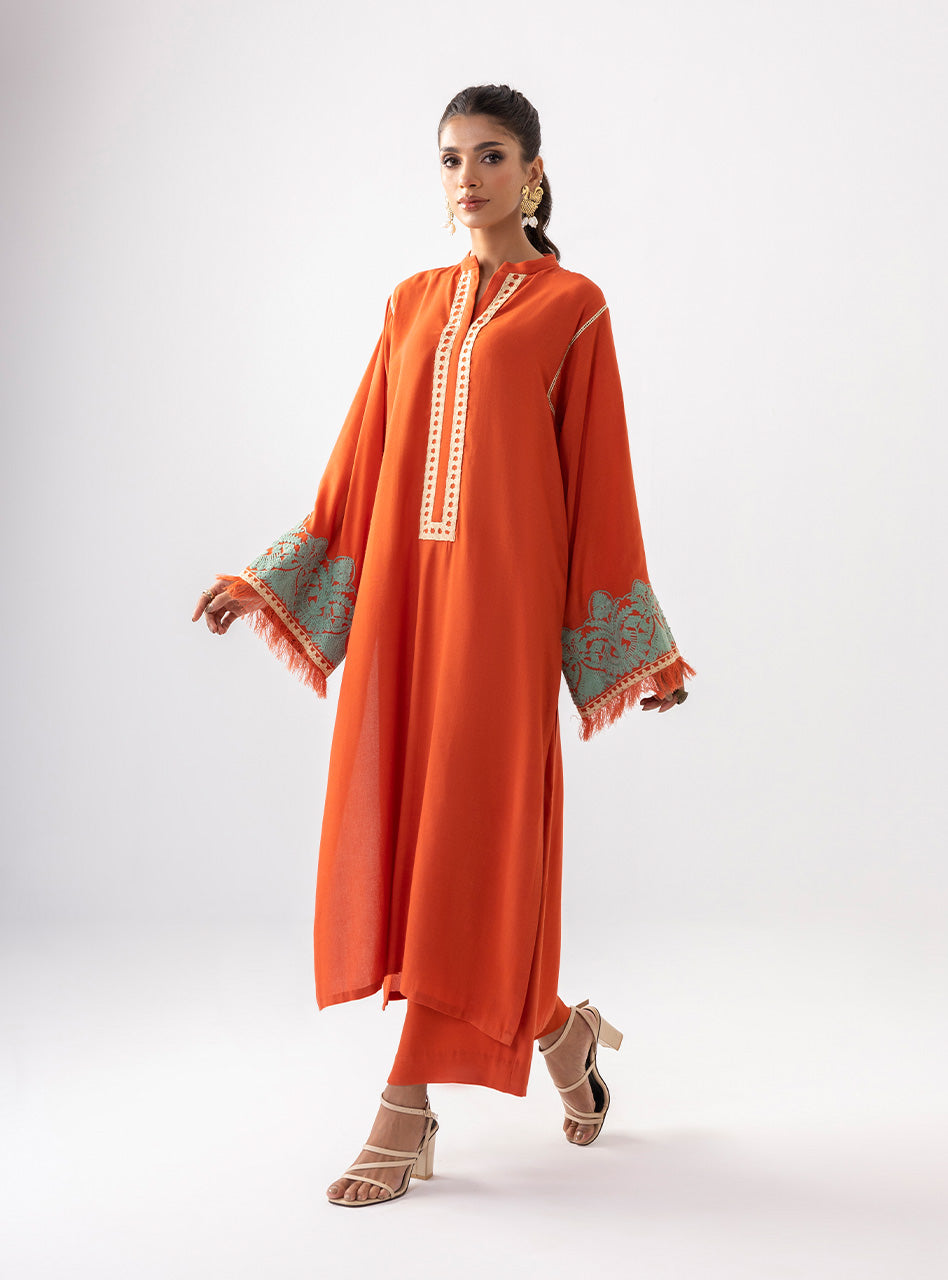 Zainab Chottani | Aara Casual Pret | Pumpkin Opal L Orange Ecovero Viscose