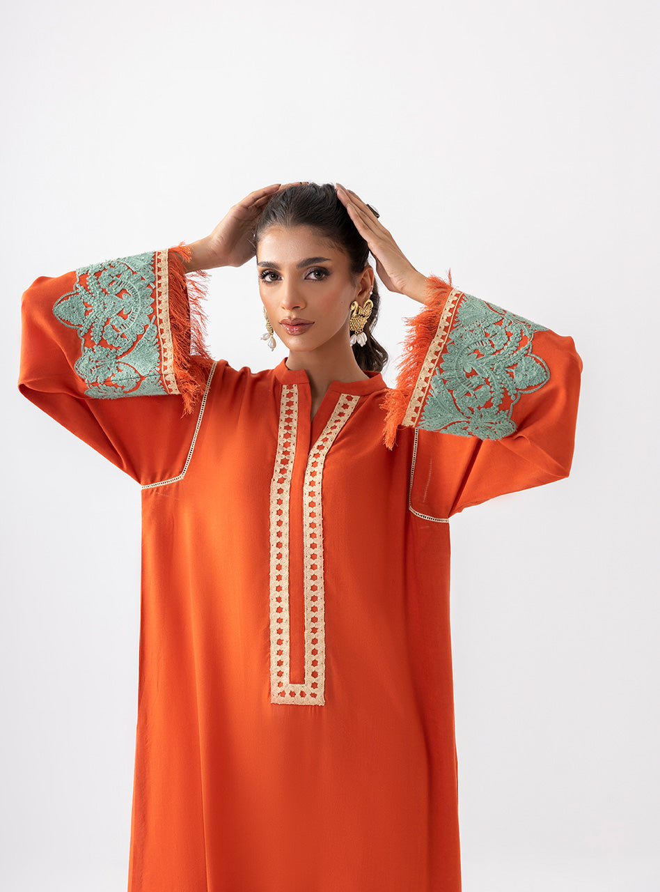 Zainab Chottani | Aara Casual Pret | Pumpkin Opal S Orange Ecovero Viscose