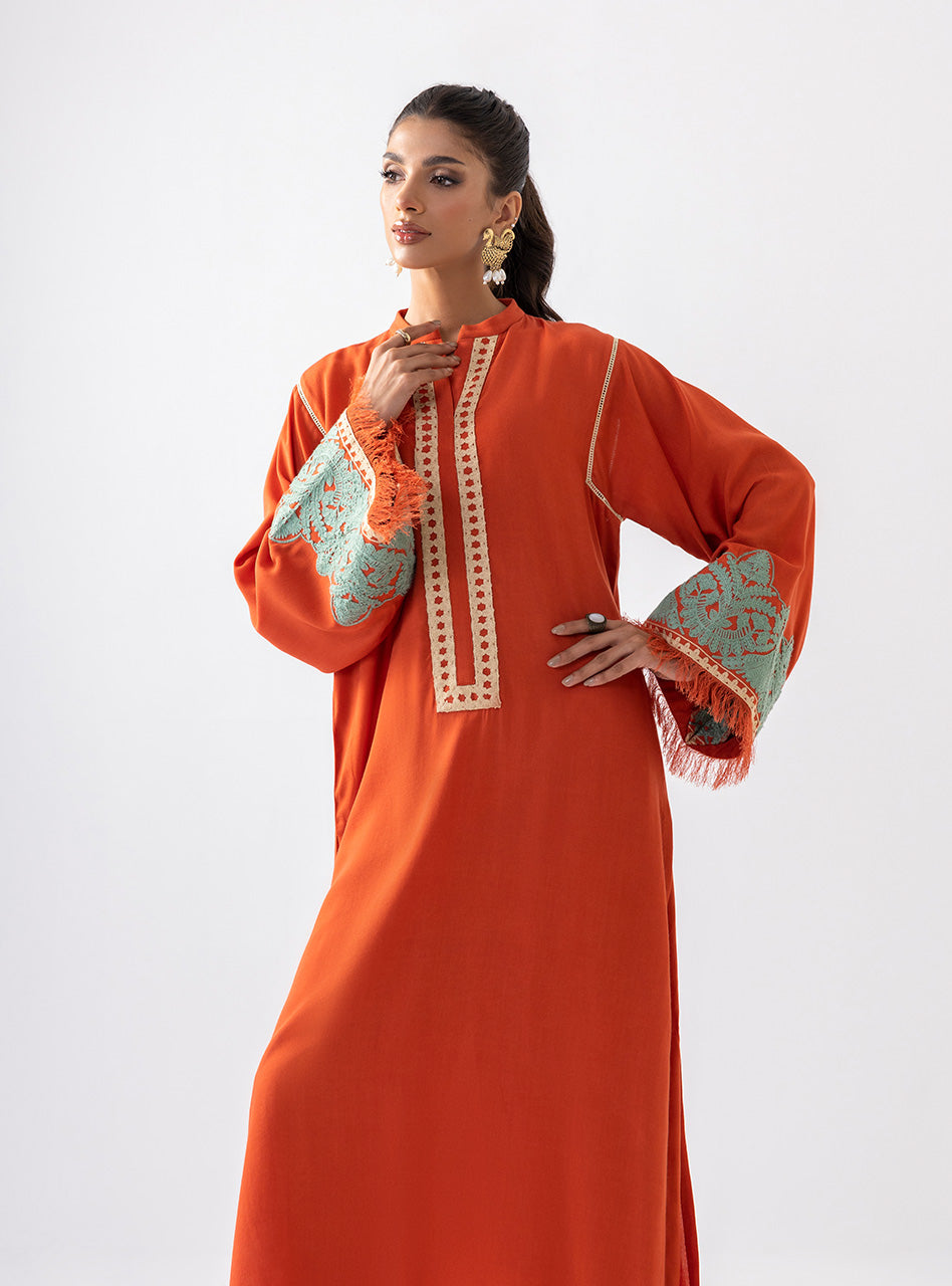Zainab Chottani | Aara Casual Pret | Pumpkin Opal M Orange Ecovero Viscose