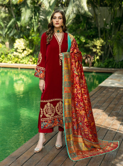 Zainab Chottani | Makhmal Luxe Pret | Ghermez XS Deep Red Velvet