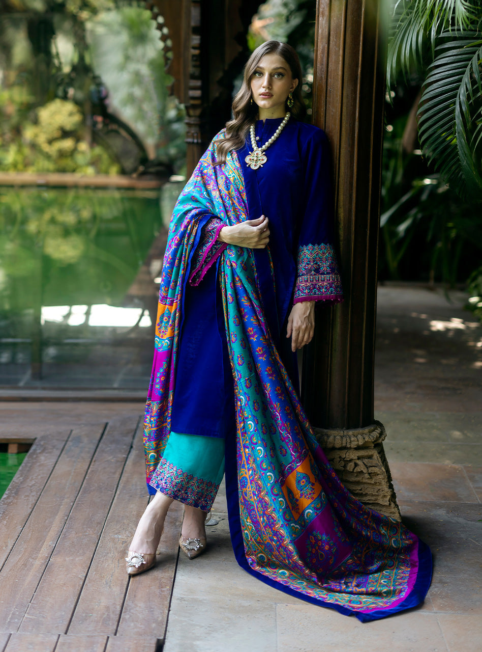Zainab Chottani | Makhmal Luxe Pret | Shafaq XS Electric Blue Velvet