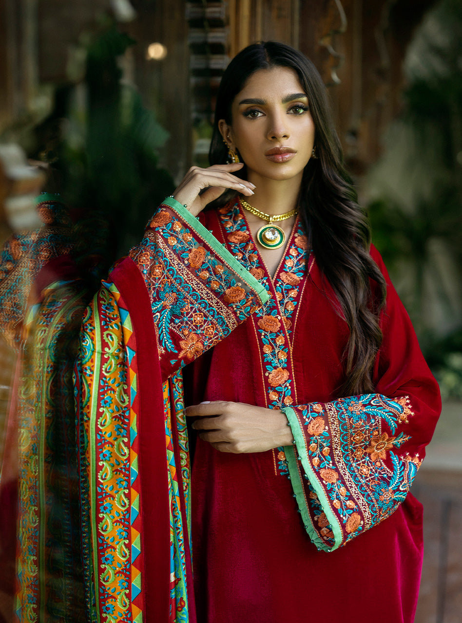Zainab Chottani | Makhmal Luxe Pret | Shehla M Blood Red Velvet