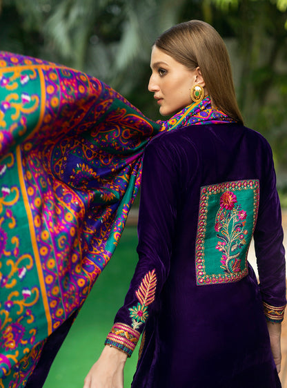 Zainab Chottani | Makhmal Luxe Pret | Habibeh L Deep Purple Velvet