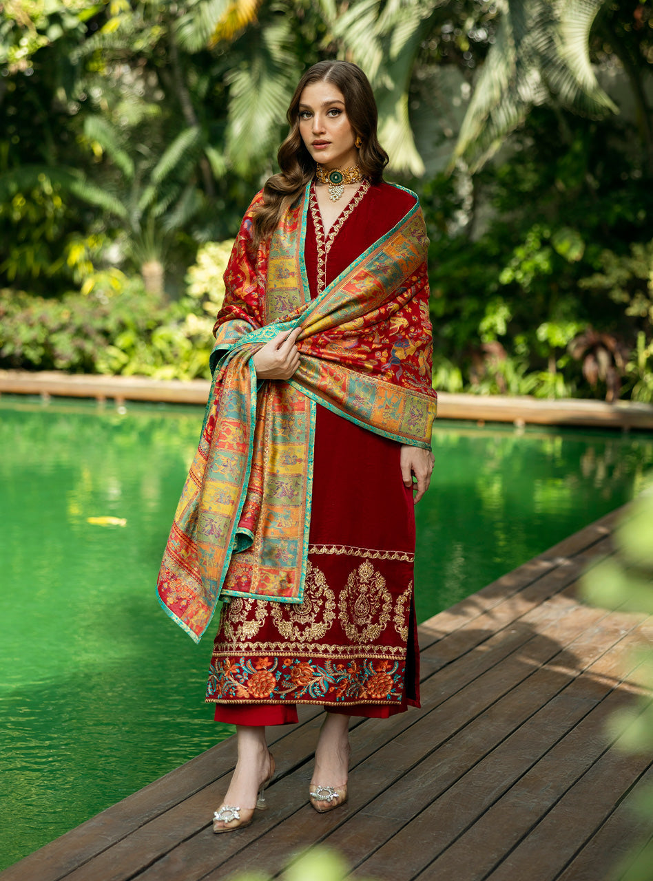 Zainab Chottani | Makhmal Luxe Pret | Ghermez S Deep Red Velvet
