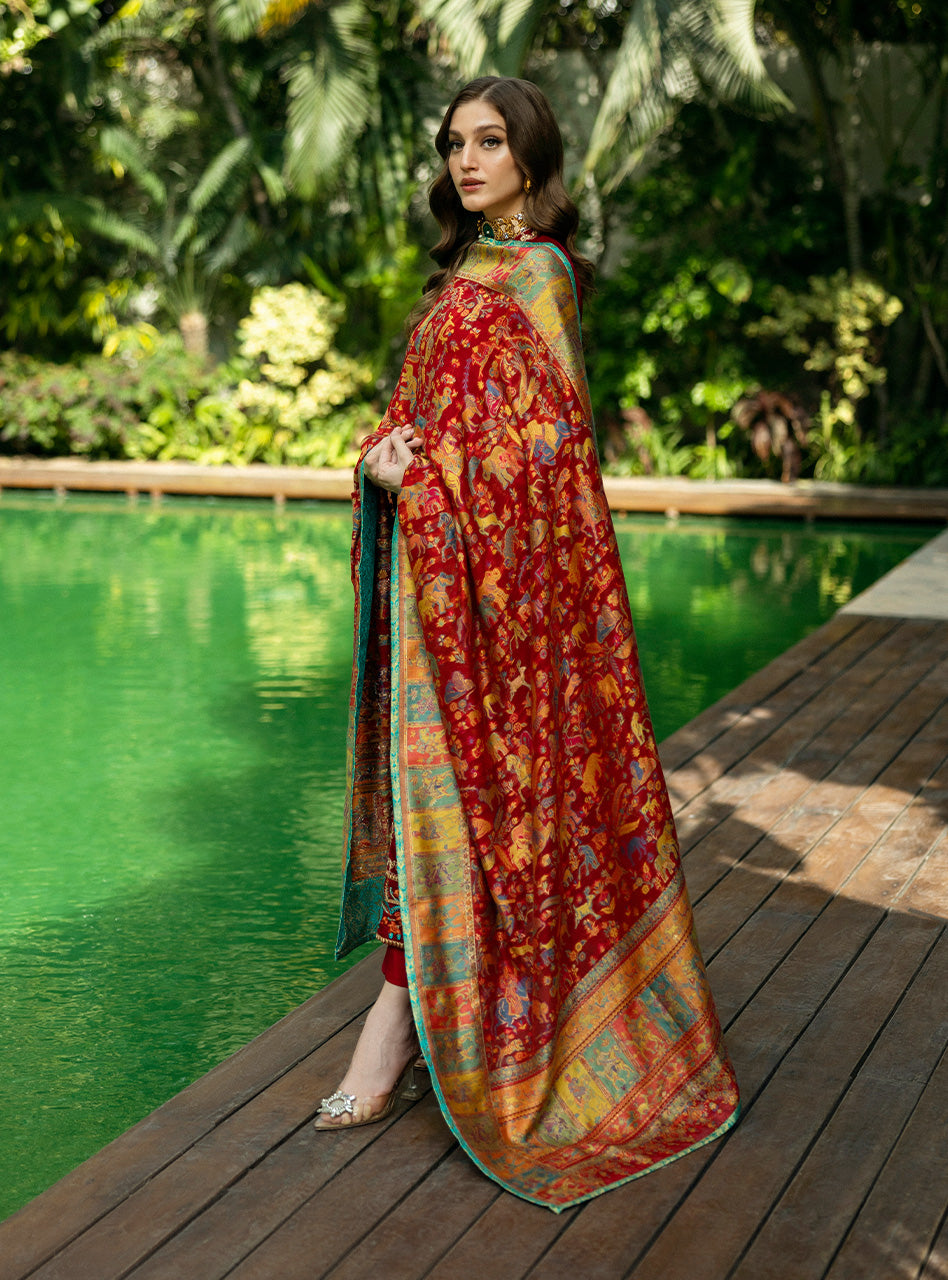 Zainab Chottani | Makhmal Luxe Pret | Ghermez XL Deep Red Velvet