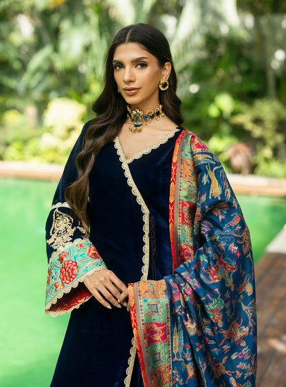 Zainab Chottani | Makhmal Luxe Pret | Farrin XL Dark Blue Velvet