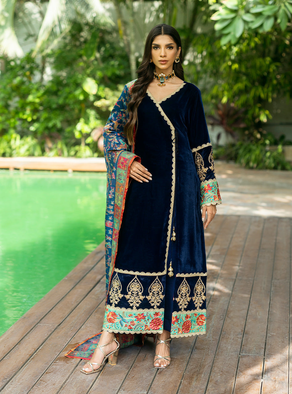 Zainab Chottani | Makhmal Luxe Pret | Farrin XS Dark Blue Velvet