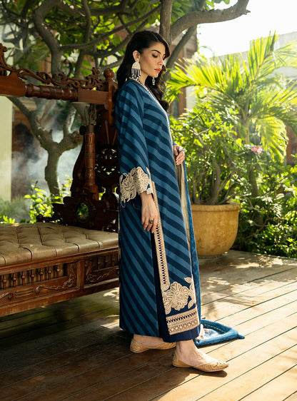 Zainab Chottani | Winter Shawls 24 | Alayna M Navy Herringbone