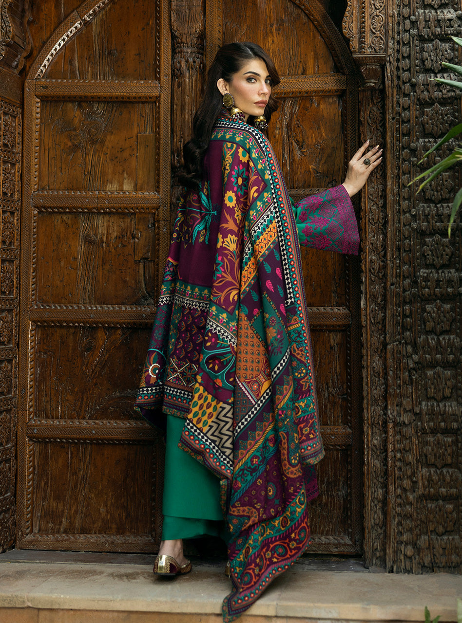 Zainab Chottani | Winter Shawls 24 | Esha S Emerald Green Herringbone